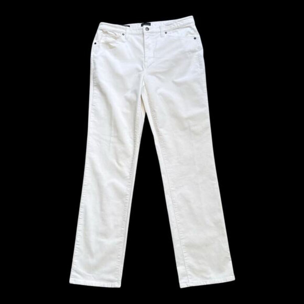 Talbots Straight Leg Corduroy Pants Womens 10 Cream Midrise Stretch 30.5" Inseam